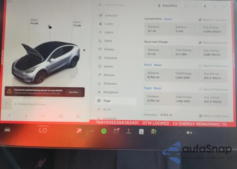 2025 Tesla Model Y z USA, uszkodzony, nr VIN 7SAYGDEE2SA363401